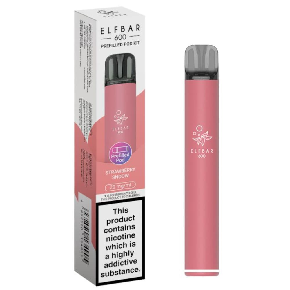  Strawberry Snoow Elf Bar 600 Prefilled Pod Kit Box of 10