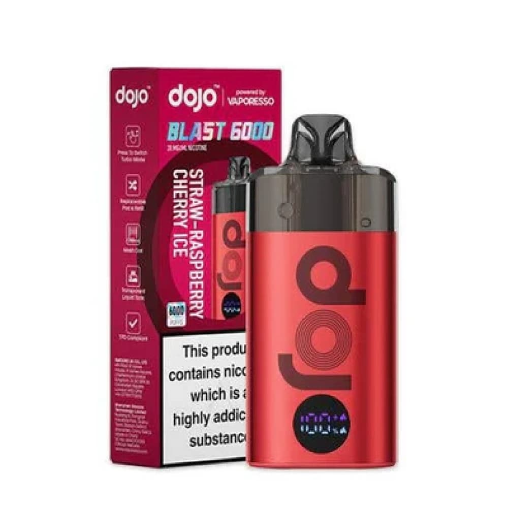  Strawberry Raspberry Cherry Ice Dojo Blast 6000 Vape Kit Box of 5