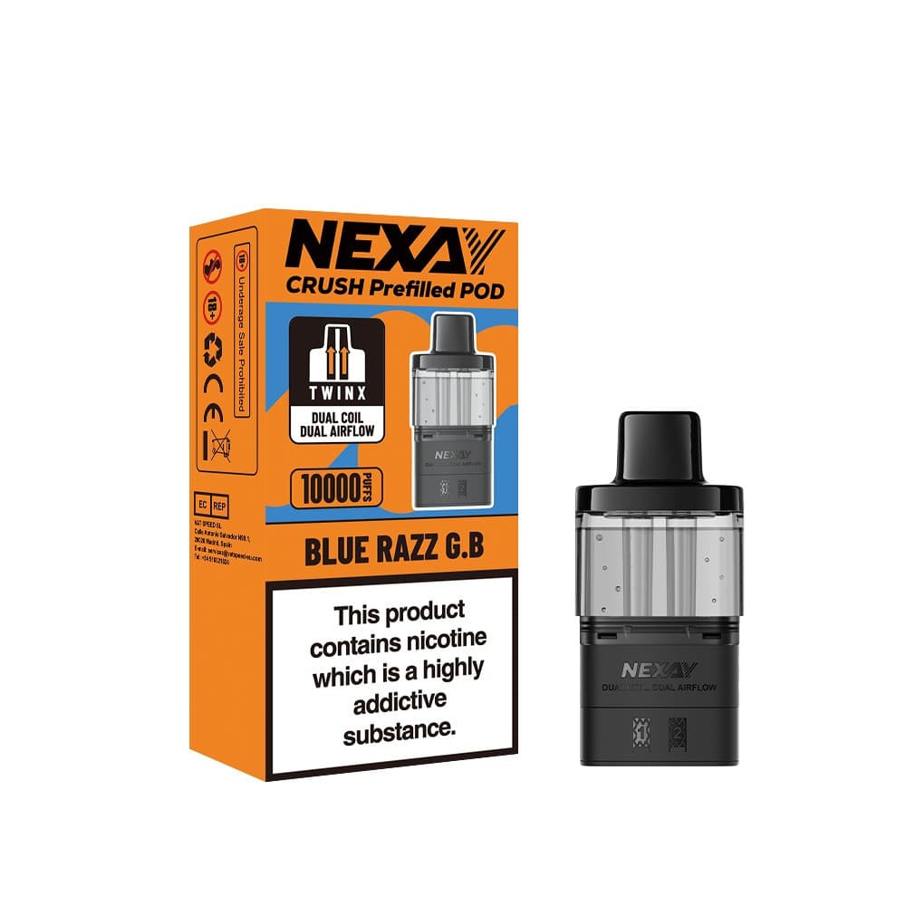 Blue Razz GB Nexay Crush 10k Refill Pods Box of 5