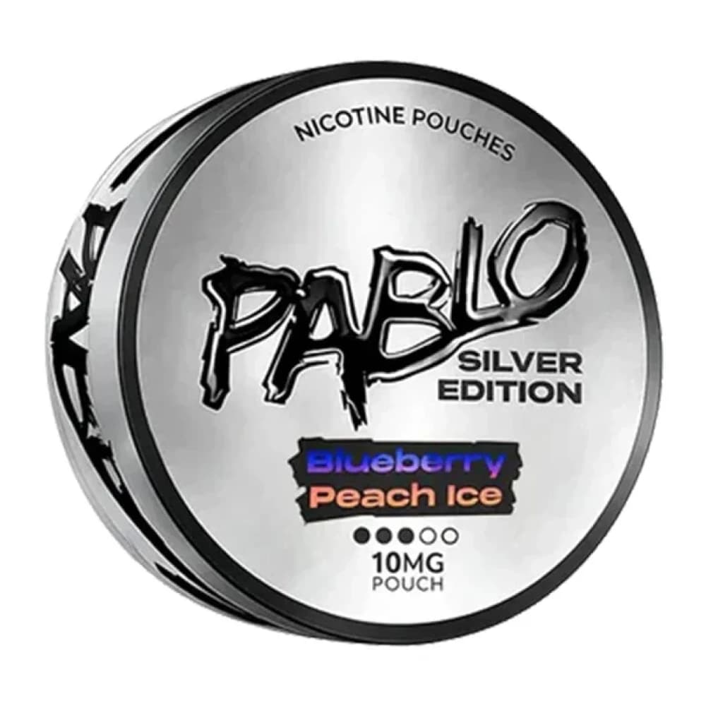  Blueberry Peach Ice (10mg) Pablo Silver Edition Nicotine Pouches Pack of 10
