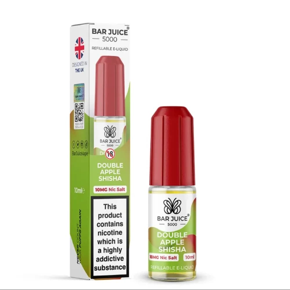  Double Apple Shisha / 10mg Bar Juice 5000 Nic Salts E-Liquids 10ml Box of 10