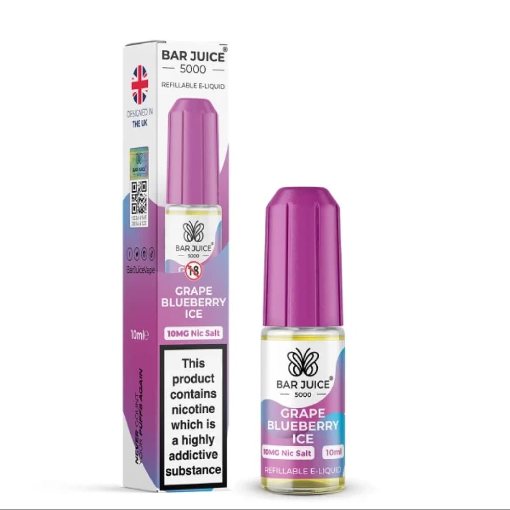  Grape Blueberry Ice / 10mg Bar Juice 5000 Nic Salts E-Liquids 10ml Box of 10