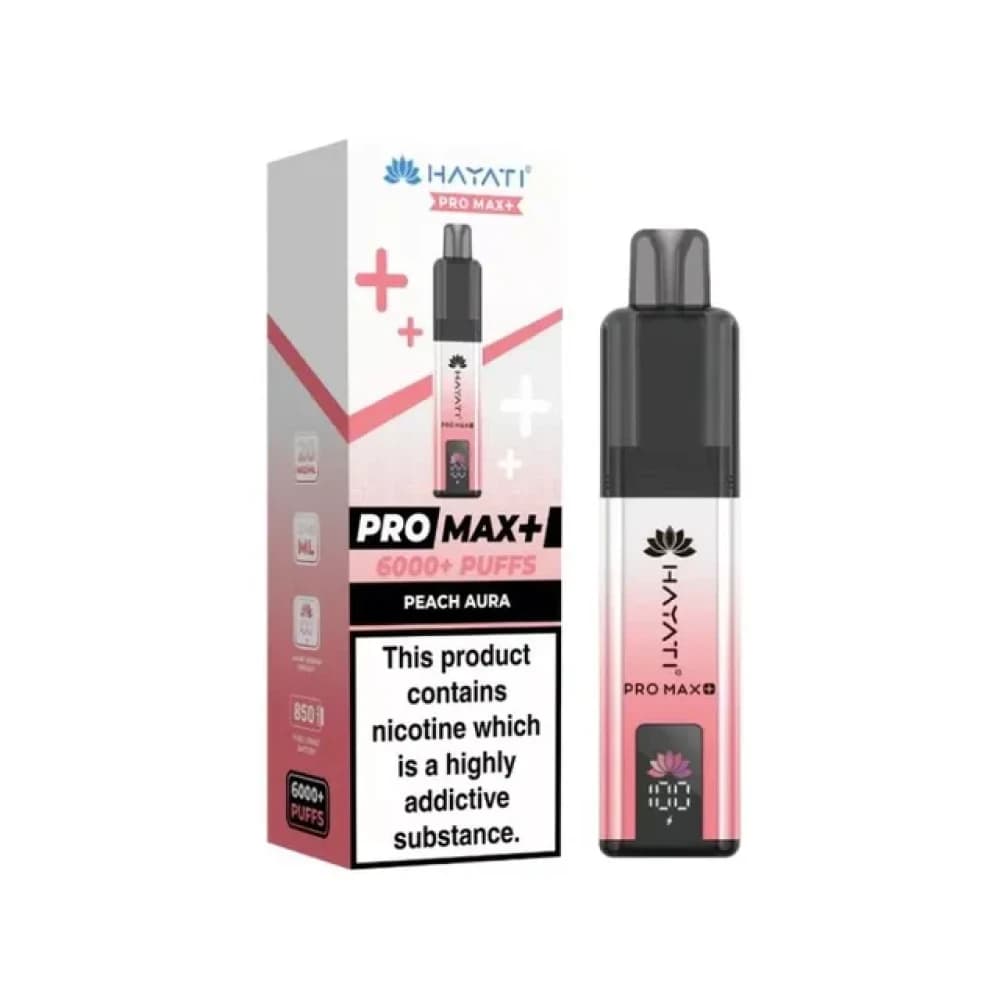  Peach Aura Hayati Pro Max Plus Vape Kit Box of 5