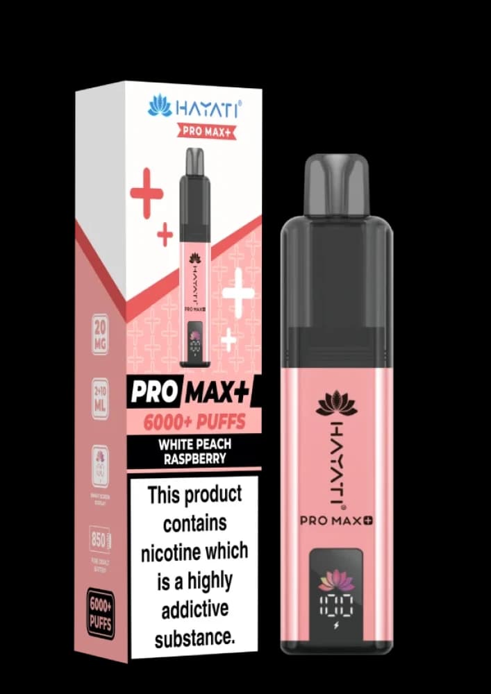  White Peach Raspberry Hayati Pro Max Plus Vape Kit Box of 5