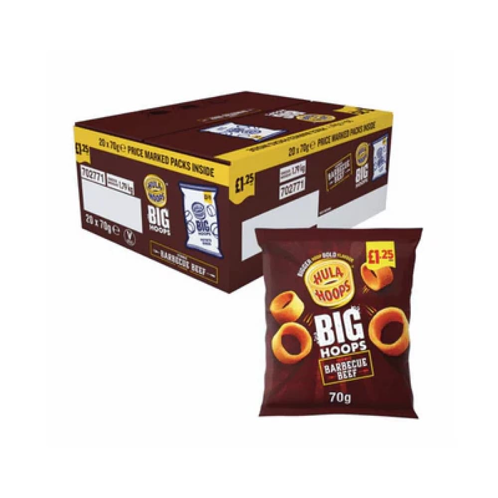  BBQ Beef Hula Hoops Big Hoops 70g - 20pk