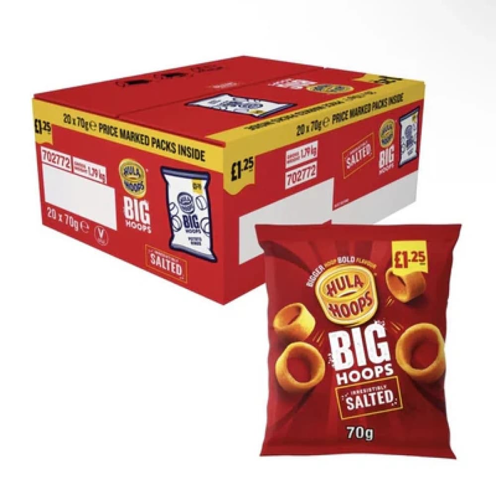  Salt & Vinegar Hula Hoops Big Hoops 70g - 20pk