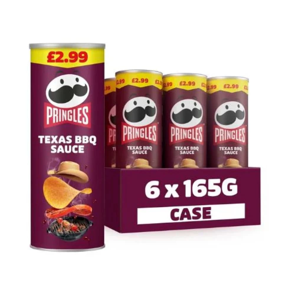  Texas BBQ Pringles Sharing Crisps 165g - 6pk