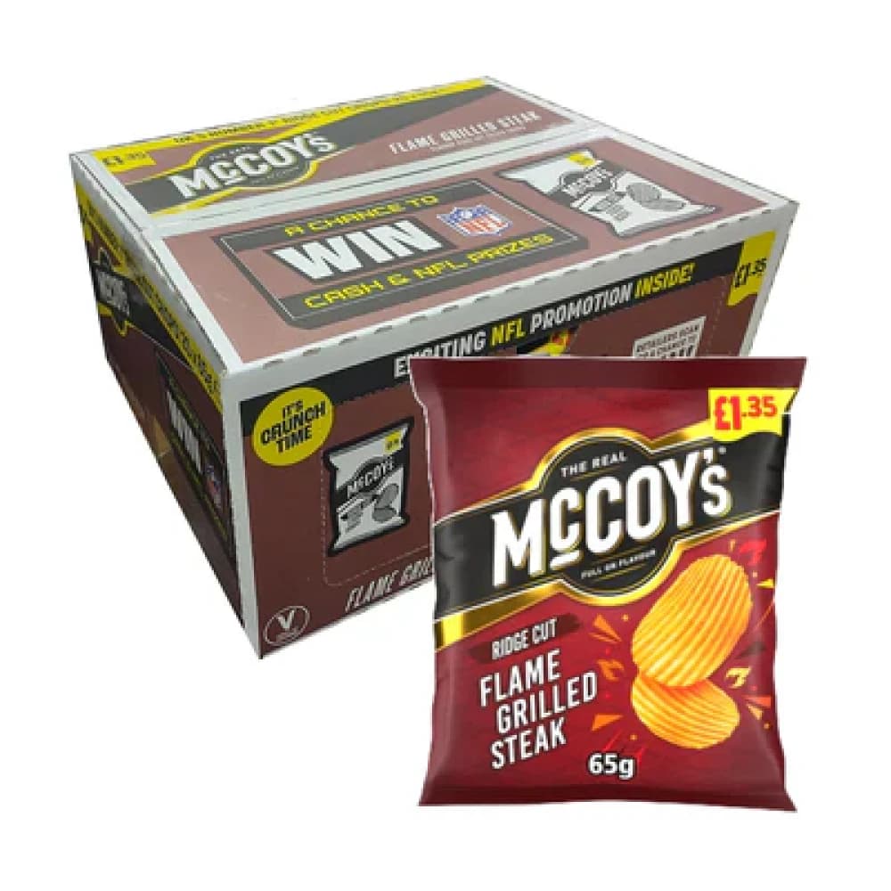  Flame Grill Steak Mccoy's Crisps 65g - 20pk