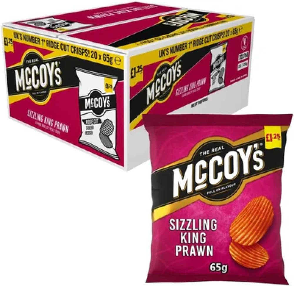  Sizzling King Prawn Mccoy's Crisps 65g - 20pk