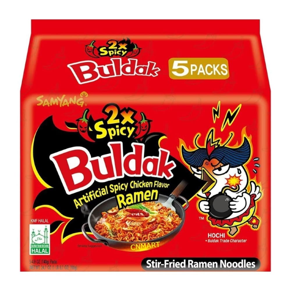  Extreme Hot 2x Spicy Samyang Noodles 140g - 5pk