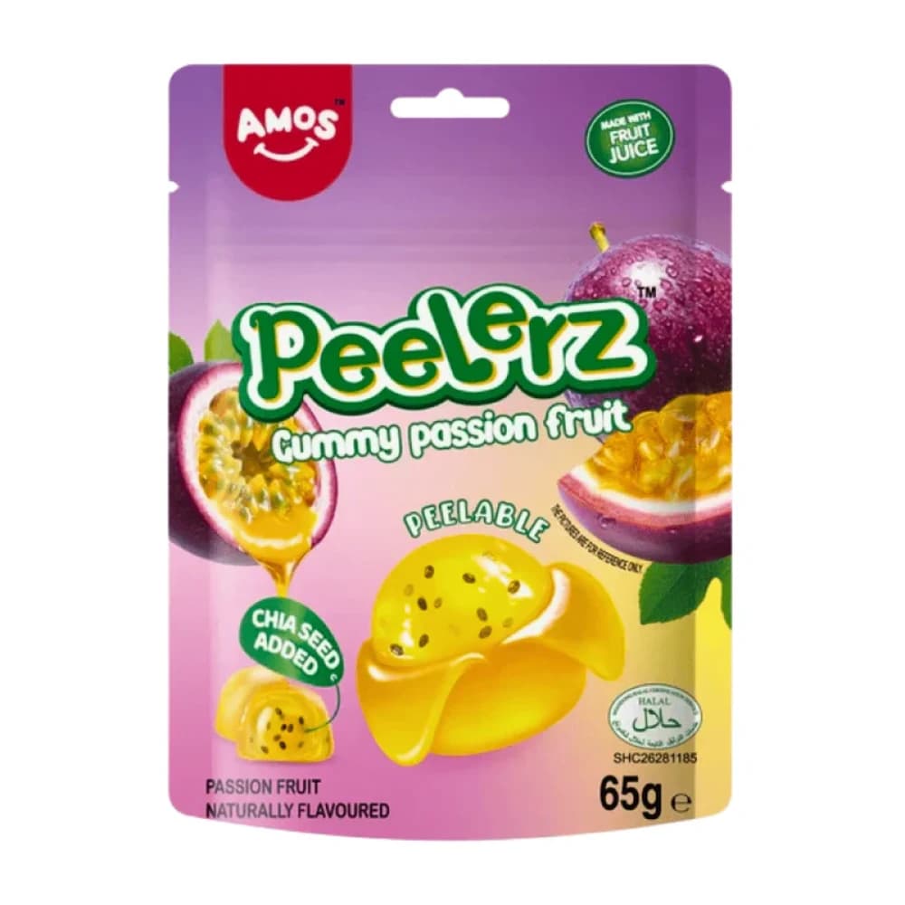  Gummy Passion Fruit Amos Peelerz Halal Gummies 65g - 24pk