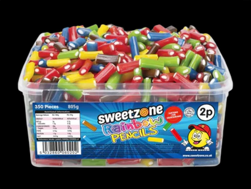  Rainbow Pencils (805g) Sweetzone Pencils Candies 805g - 6 Tubs