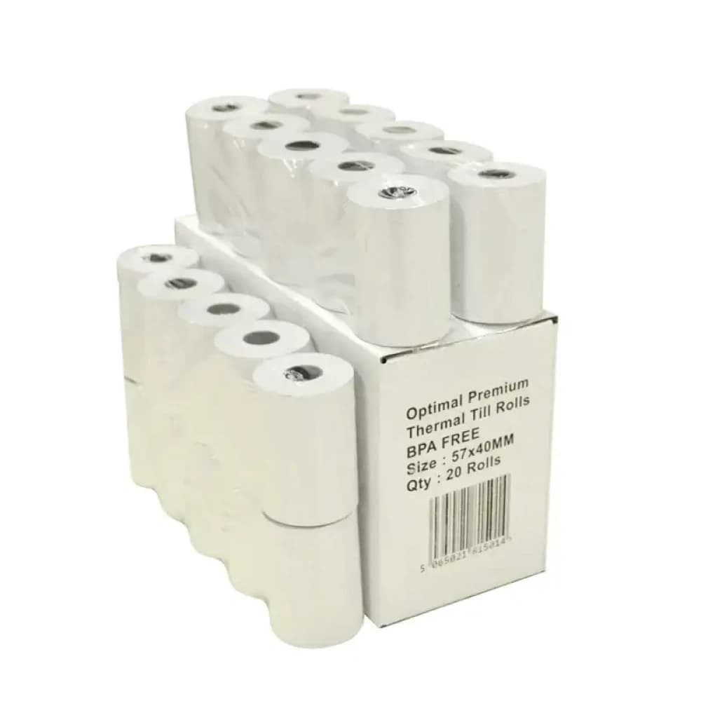  Till Rolls 57 x 40mm Optimal Premium Thermal Till Rolls - 20pcs