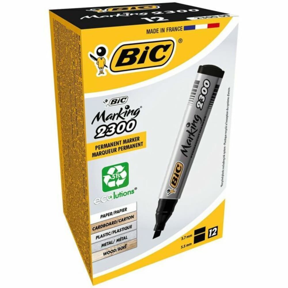  Black (50Pcs) BIC Marking 2300 Markers - 12pcs
