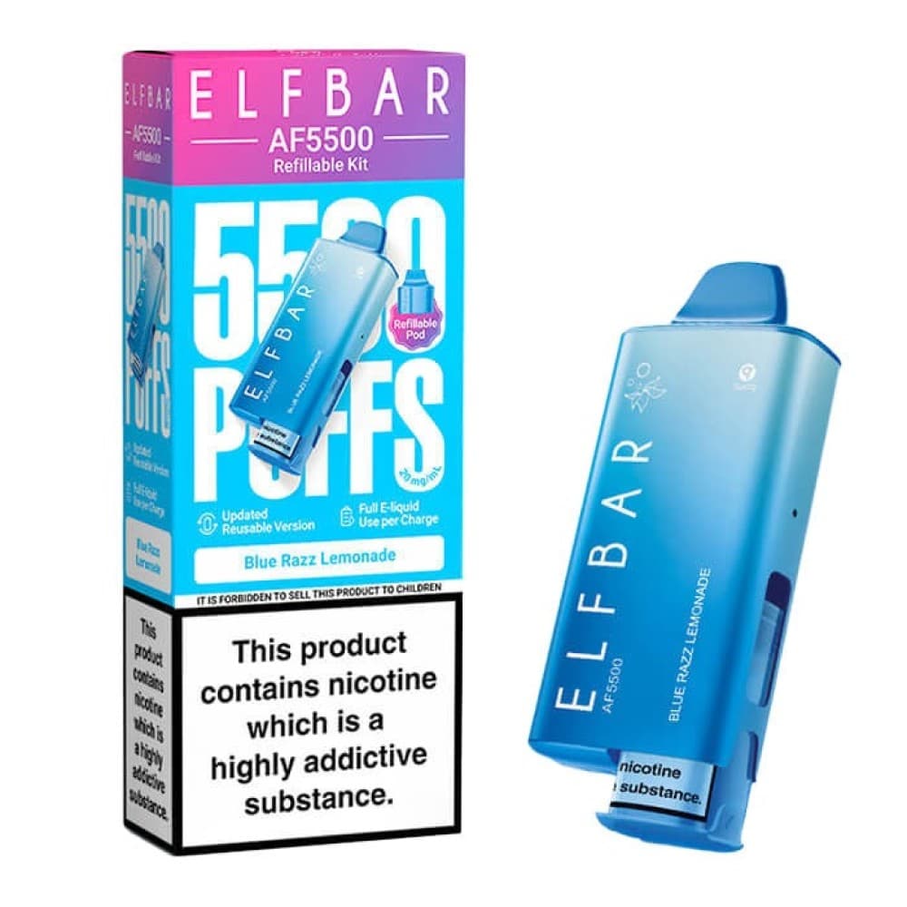  Blue Razz Lemonade Elf Bar AF5500 Prefilled Vape Kit Box of 5