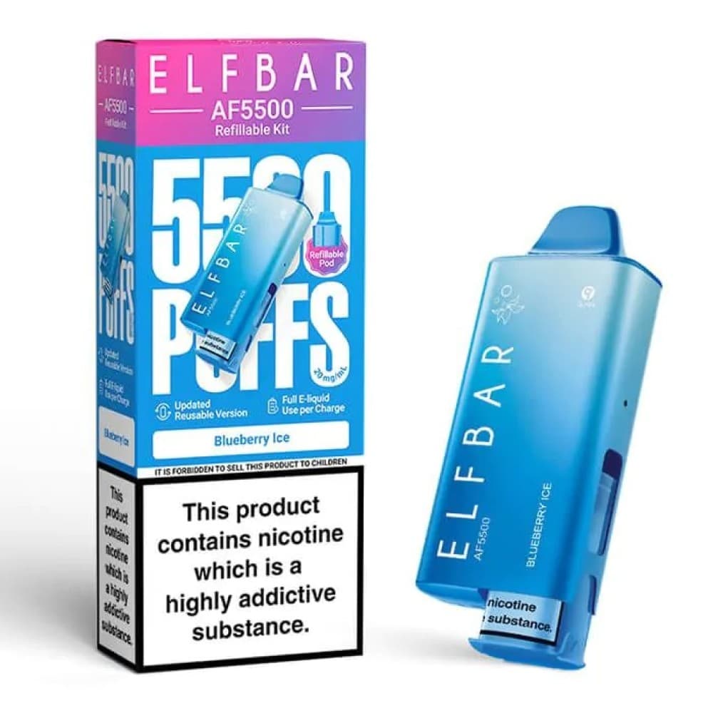  Blueberry Ice Elf Bar AF5500 Prefilled Vape Kit Box of 5