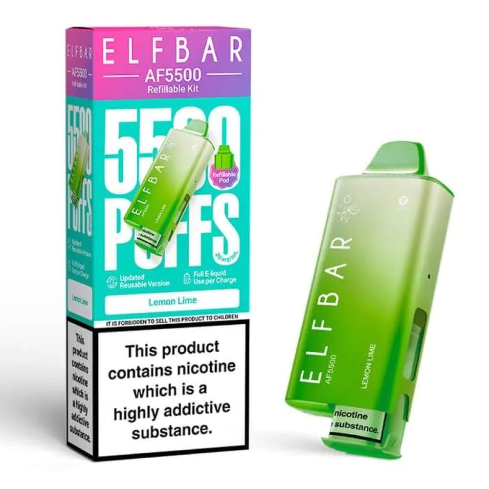  Lemon Lime Elf Bar AF5500 Prefilled Vape Kit Box of 5