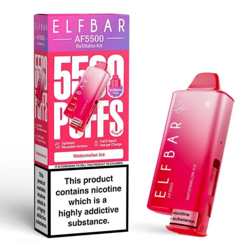  Watermelon Ice Elf Bar AF5500 Prefilled Vape Kit Box of 5