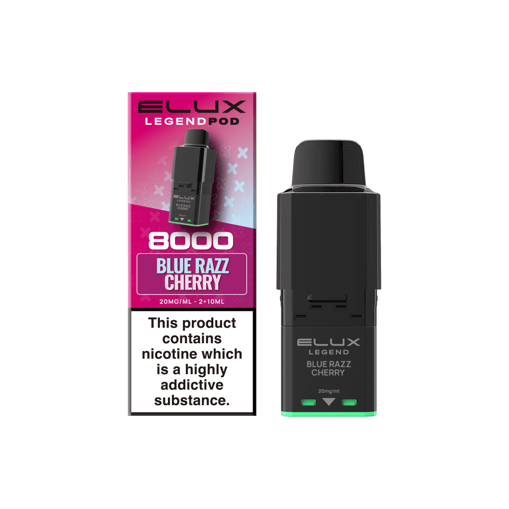  Blue Razz Cherry Elux Legend 8000 Refill Pods Box of 5