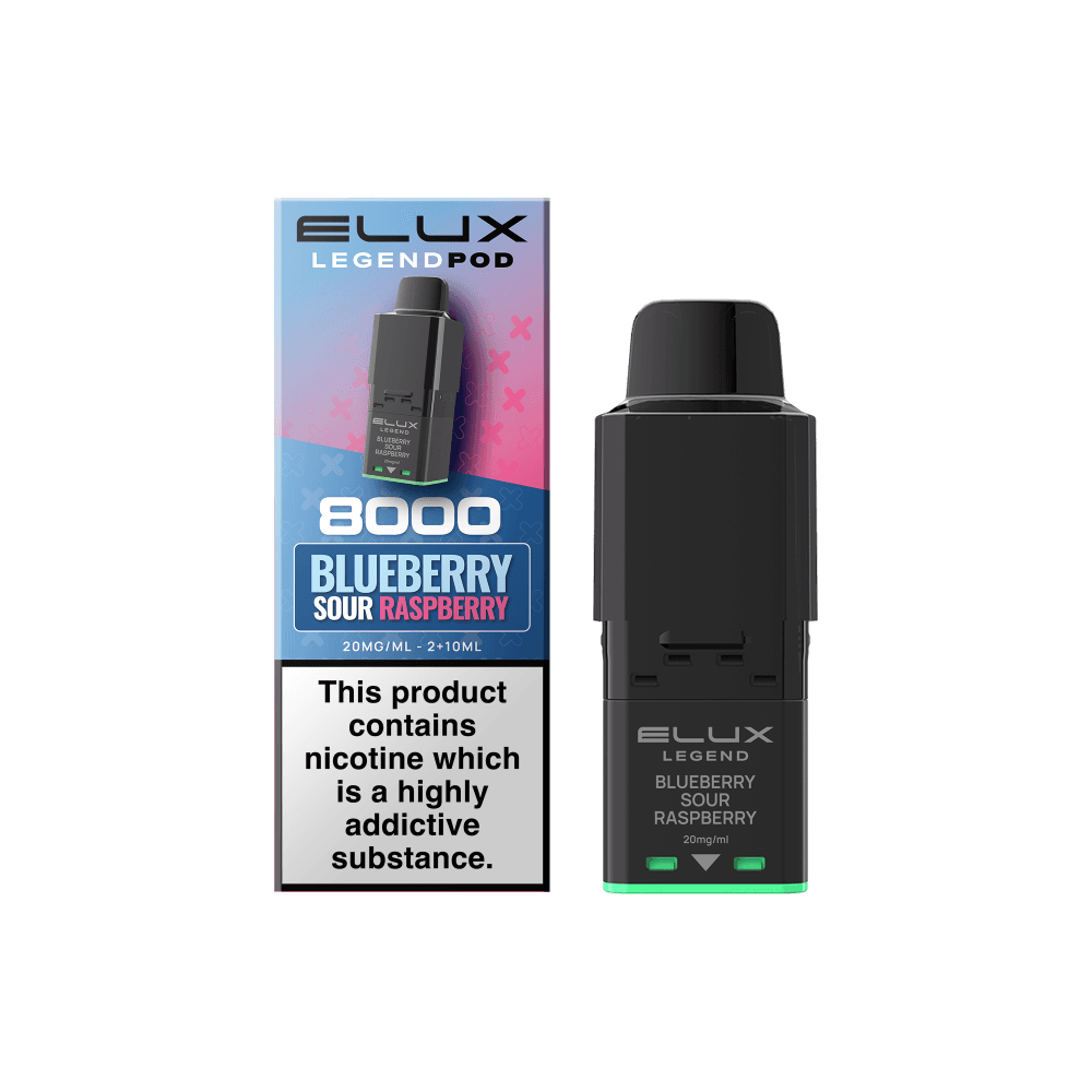  Blue Sour Raspberry Elux Legend 8000 Refill Pods Box of 5