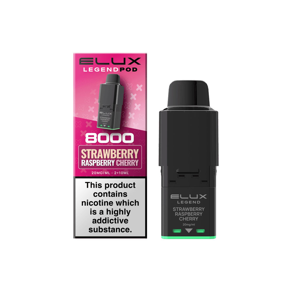  Strawberry Raspberry Cherry Elux Legend 8000 Refill Pods Box of 5