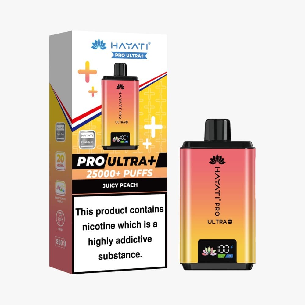  Juicy Peach Hayati Pro Ultra Plus 25k Vape Kit Box of 5