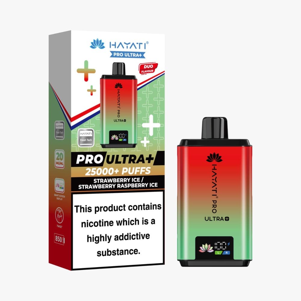  Strawberry Ice / Strawberry Raspberry Ice Hayati Pro Ultra Plus 25k Vape Kit Box of 5