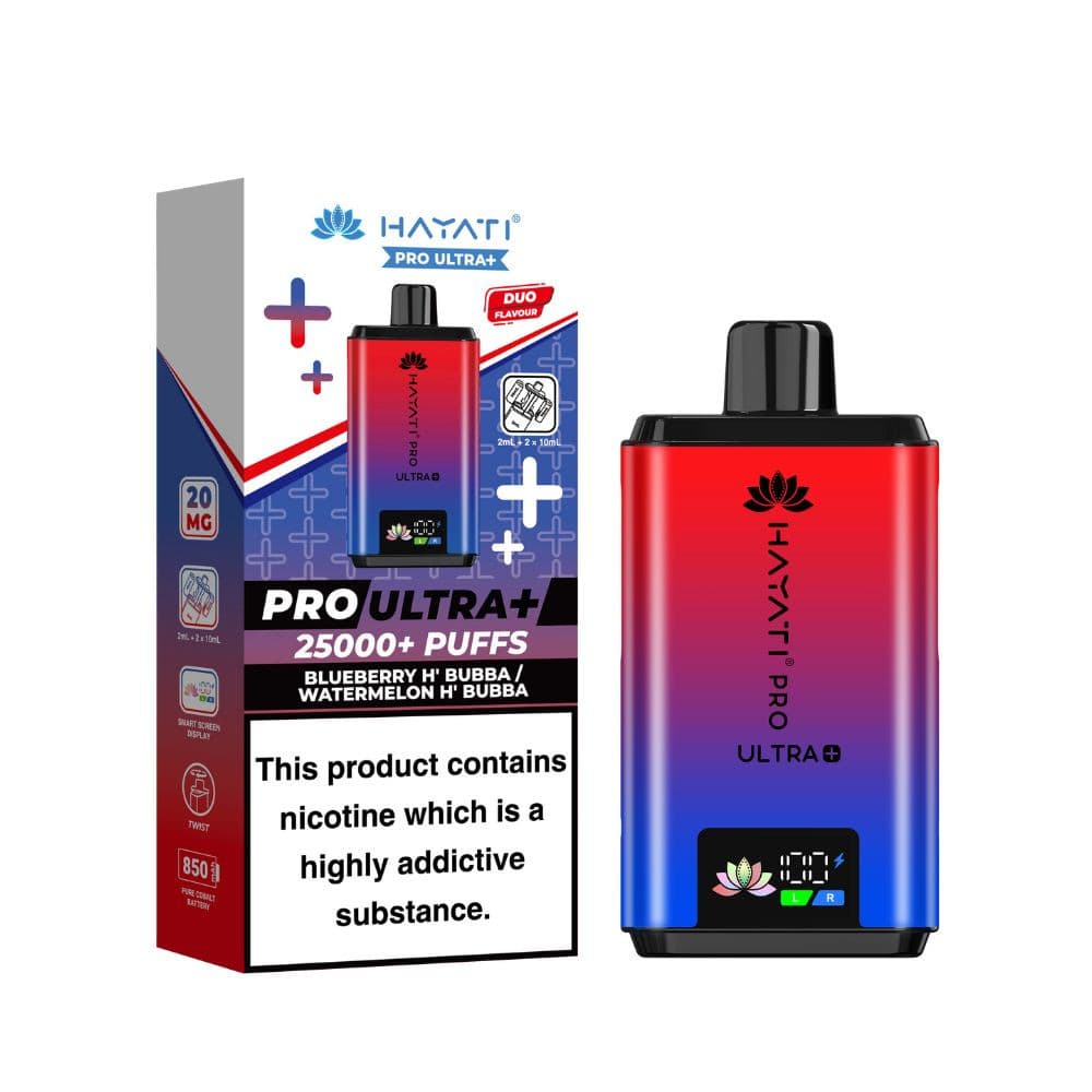 Blueberry H' Bubba/ Watermelon H' Bubba Hayati Pro Ultra Plus 25k Vape Kit Box of 5