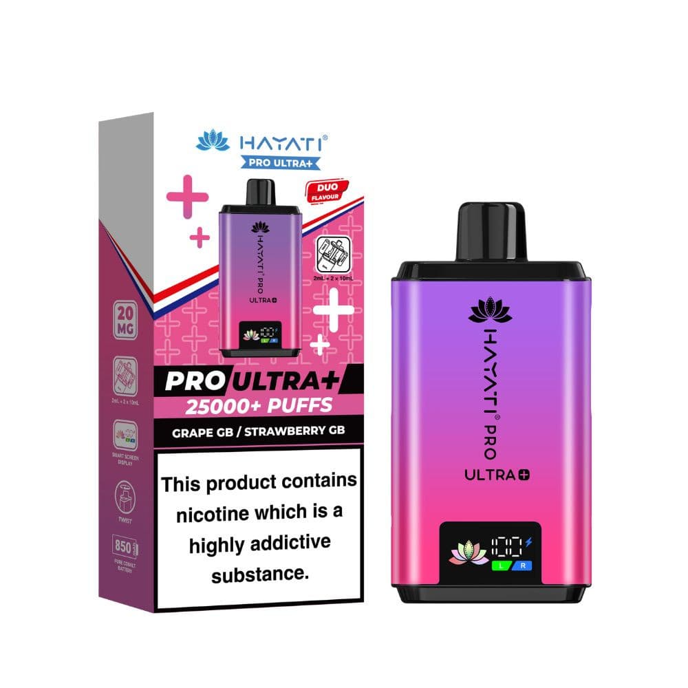 Grape GB/ Strawberry GB Hayati Pro Ultra Plus 25k Vape Kit Box of 5