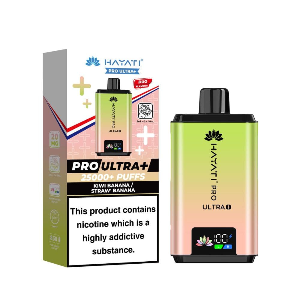 Kiwi Banana / Strawberry Banana Hayati Pro Ultra Plus 25k Vape Kit Box of 5