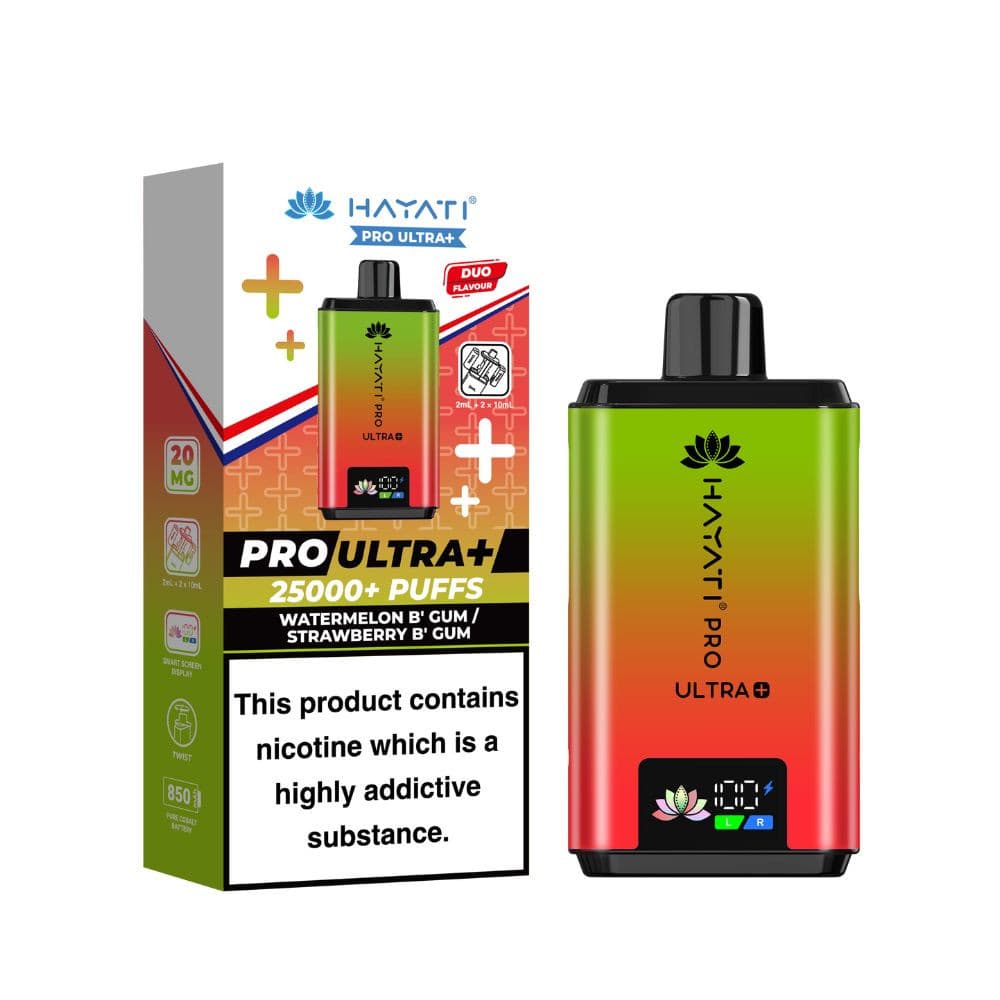 Watermelon Bubblegum/ Strawberry Bubblegum Hayati Pro Ultra Plus 25k Vape Kit Box of 5