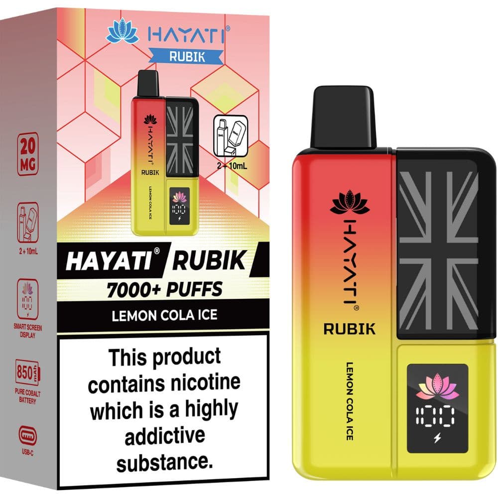 Lemon Cola Ice Hayati Rubik 7000 Vape Kit Box of 5