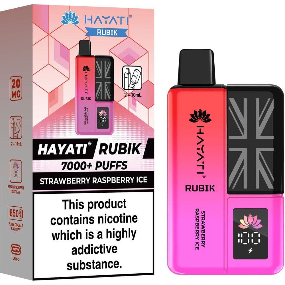 Strawberry Raspberry Ice Hayati Rubik 7000 Vape Kit Box of 5