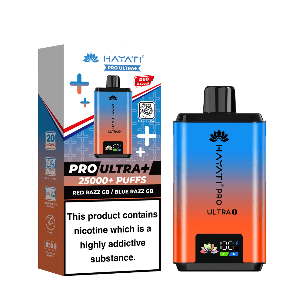 Red Razz GB /Blue Razz GB Hayati Pro Ultra Plus 25k Vape Kit Box of 5