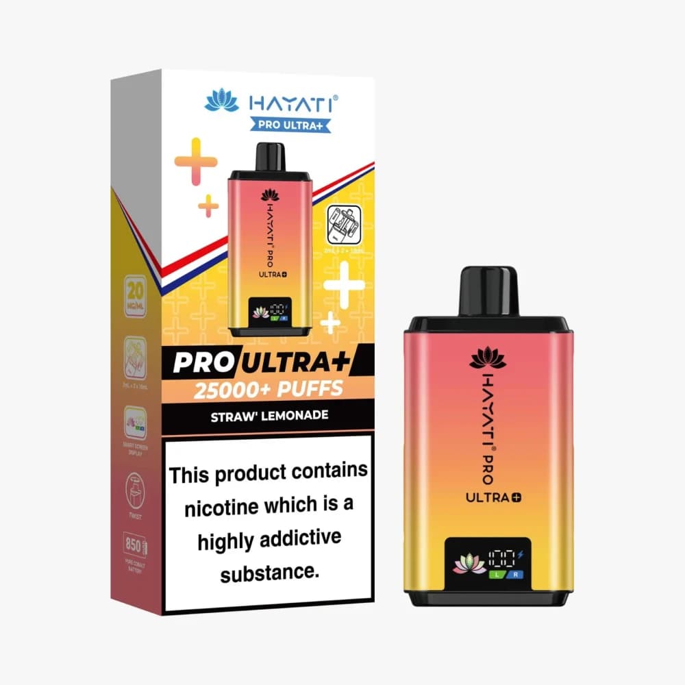 Straw' Lemonade Hayati Pro Ultra Plus 25k Vape Kit Box of 5