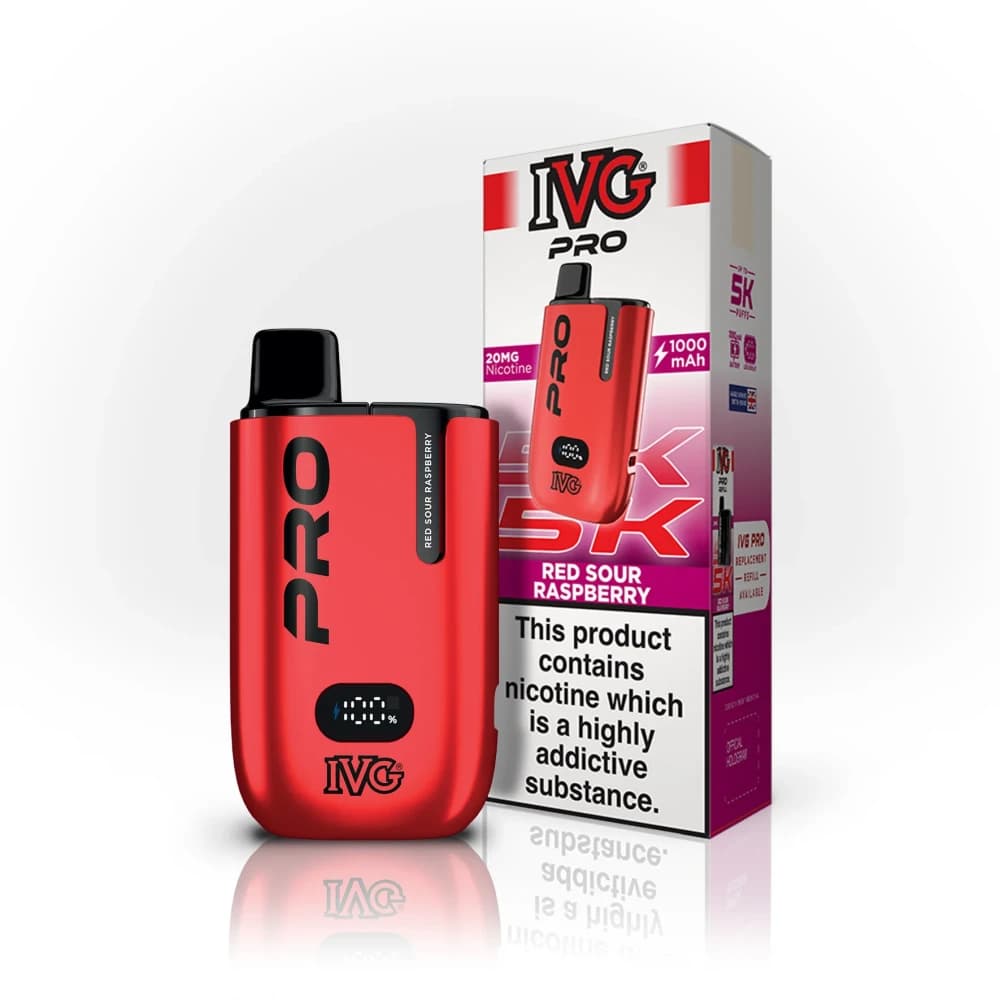 Red Sour Raspberry IVG Pro 5K Prefilled Pod Kit Box of 5